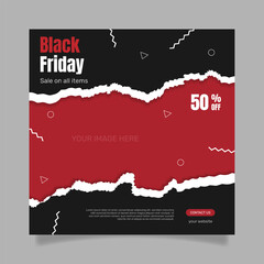 Black friday super sale social media banner template. - Vector.