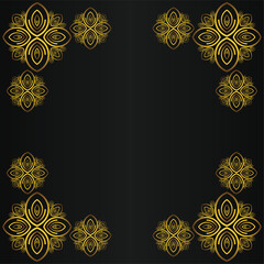 beautiful gold floral frame on black background design