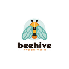 Fototapeta na wymiar Vector Logo Illustration Beehive Simple Mascot Style.