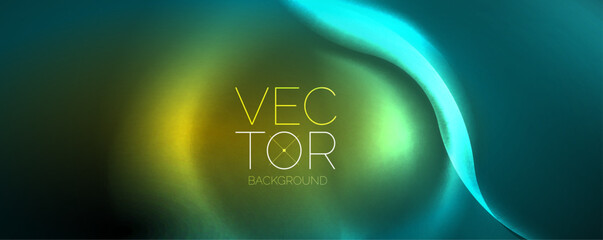 Neon glowing waves, magic energy space light concept, abstract background wallpaper design