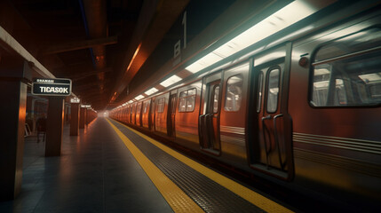 Fototapeta na wymiar subway train at night