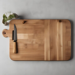 Wooden cutting board on white_