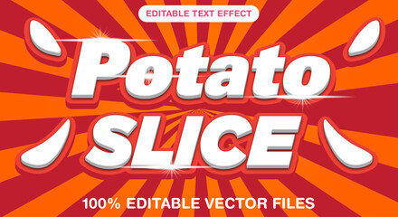Fototapeta na wymiar Potato slice editable vector text effect suitable for food product needs