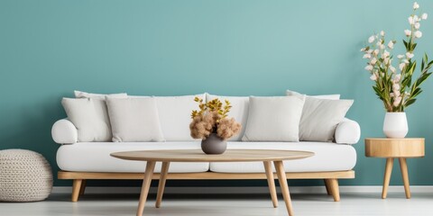 Scandinavian home interior design of modern living room, generative AI