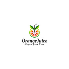 Vector Logo Illustration Orange Juice Gradient Colorful Style