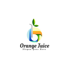 Fototapeta na wymiar Vector Logo Illustration Orange Juice Gradient Colorful Style