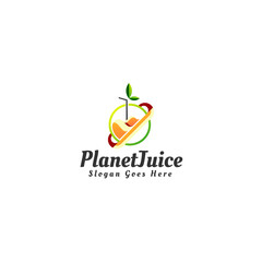 Vector Logo Illustration Planet Juice Gradient Colorful Style