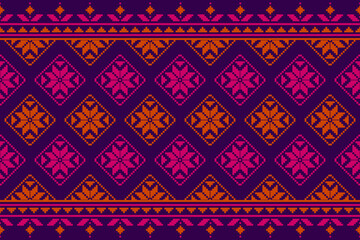 Carpet flower pattern art. Geometric ethnic floral seamless pattern in tribal. American, Mexican style. Design for background, illustration, fabric, clothing, carpet, rug, batik, embroidery.