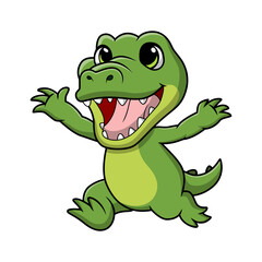 Cute crocodile cartoon on white background