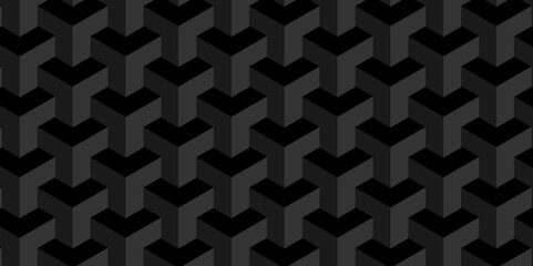 Abstract geometric black cube structure mosaic and tile square background. Seamless geometric pattern abstract background. abstract cubes geometric dark black color backdrop hexagon technology.