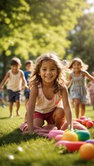 Fototapeta premium Children playing in park