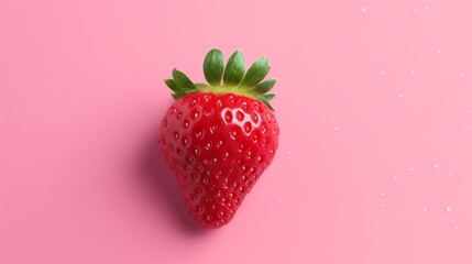 strawberry isolated on a pink background, Generative ai