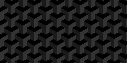 Abstract geometric black cube structure mosaic and tile square background. Seamless geometric pattern abstract background. abstract cubes geometric dark black color backdrop hexagon technology.