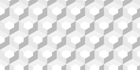 Abstract geometric structure mosaic and tile square background with cubes pattern. Seamless geometric pattern abstract background. abstract cubes geometric white and gray color hexagon technology.