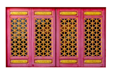 red wooden window of chinese style isolated