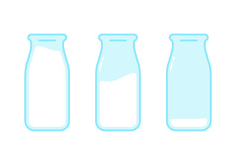 Vector Cartoon Bottles of Milk With Outline
