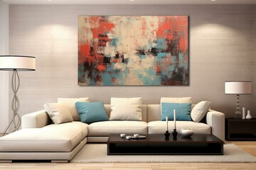 Contemporary artwork for walls. Abstract, modern decoration suitable for any room. Enhances interior design aesthetics. Generative AI