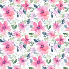 Seamless of flower pattern with leaf floral background, looking like unfinished watercolors, Design for fashion, Fabric, Textile, Fashionable print for textiles, Wallpaper and packaging