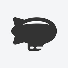 Airship or blimp. Simple flat black and white icon