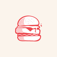 Burger silhouette as logo fast food service. Vector illustration of Burger silhouette. modern logo design vector icon template