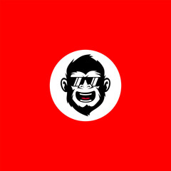 cool monkey logo  design. Vector illustration of cool monkey with black sunglasses. modern logo design vector icon template