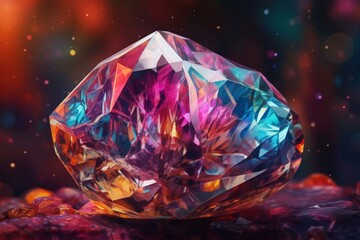 Close-up of a captivating and vibrant gemstone with a mesmerizing, shimmery background. Illustration. Generative AI