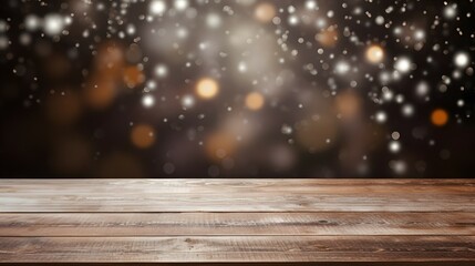 wooden table top with a festive background, mock up background