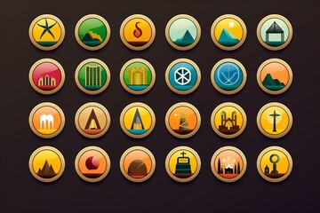 Renewable energy symbols icons. Generative AI