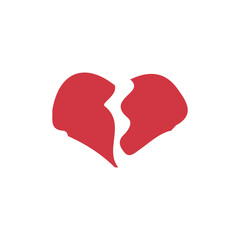 Broken heart icon. Simple style valentine's day poster background symbol. Broken heart brand logo design element. Broken heart t-shirt printing. Vector for sticker.