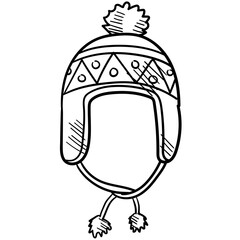 Hand Drawn Winter Clothes Hat