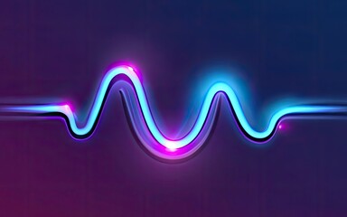 Neon rounded pulse waves with shining effects on dark background with Generative AI.