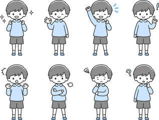 いろいろな表情の男の子セット　全身