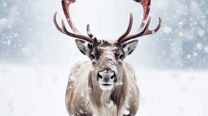 Close-up of a Christmas elk in the snow