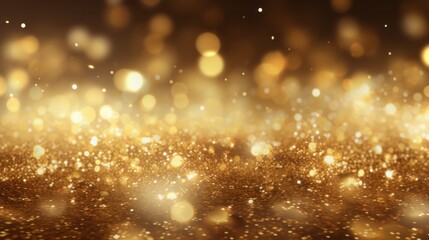 Photo of gold glitter on a black background creating a mesmerising and sparkling effect created with Generative AI technology - obrazy, fototapety, plakaty
