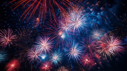 Fototapeta premium Fireworks over the city to celebrate New Year 2024