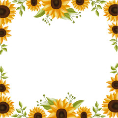 sunflower frame isolated on white