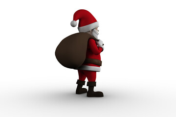 Digital png illustration of santa with bag standing on transparent background
