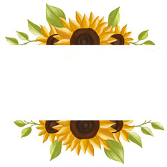 Beautiful watercolor sunflowers border