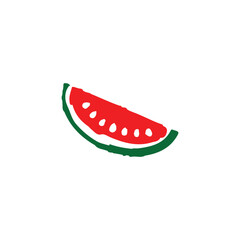 Watermelon slice icon. Simple style Watermelon farming poster background symbol. Watermelon slice brand logo design element. Watermelon slice t-shirt printing. Vector for sticker.