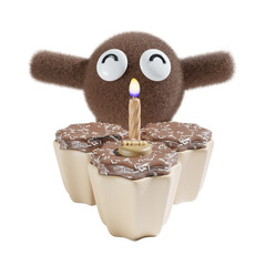cupcake with doll in chocolate theme