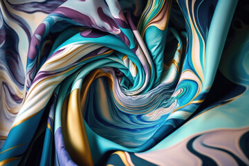 Conceptual marble-textured textile background, abstract marbling art on canvas, home fabrics, and wall decor. Generative AI
