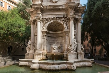 Famous Roman fountain, the exterior. Generative AI