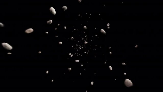 3D animation stone dust raining from the sky included alpha matte.