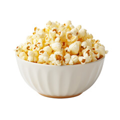 Popcorn in a bowl isolated on white transparent background, PNG