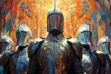 Obraz na płótnie Canvas Noble knights clad in shining armor - Generative AI