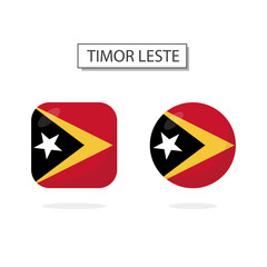 Flag of Timor Leste 2 Shapes icon 3D cartoon style.