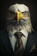Portrait of a Successful Business Eagle Businessman with Suit and Tie building Wealth Money Fortune
