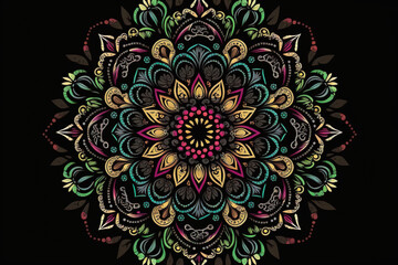 gorgeous Mandala Round Floral Ornament. Illustration. For the modern textile, wallpaper, and interior design industries. Generative AI