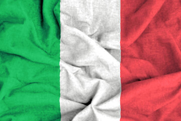 Italian flag with vibrant colors and fabric background