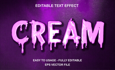 Cream editable text effect template, 3d bold dripping slime pink glossy style typography, premium vector - obrazy, fototapety, plakaty